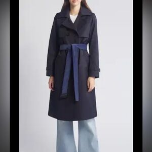 Sam Edelman Belted Trench Coat in Navy